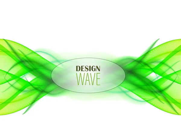 Stylová zelená horizontální vlna. Abstraktní kouřová vlnová čára pozadí — Stockový vektor