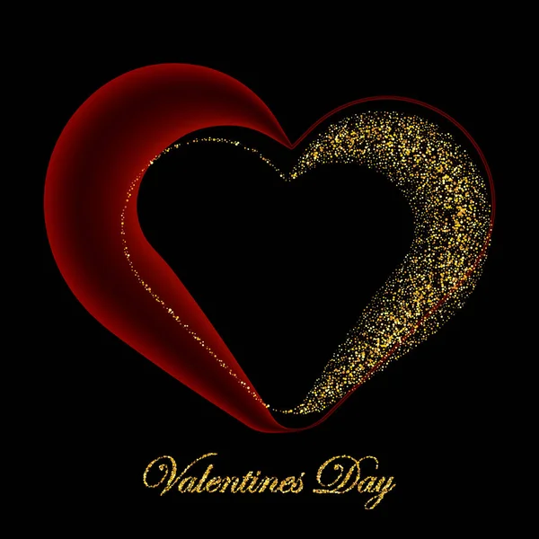 발렌타인 데이 포스터 디자인, 심장 모양의 금색 먼지가 달린 발렌틴 카드 — 스톡 벡터