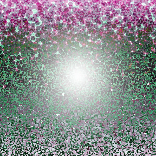 Fondo abstracto de círculos translúcidos grandes y pequeños en colores rosa y verde con efecto bokeh — Vector de stock