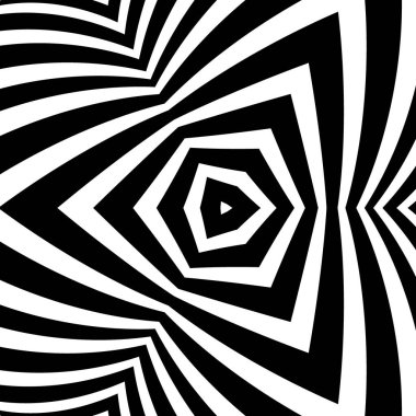 Dekoratif element, çizgili siyah beyaz köşegen çizgileri olan tasarım şablonu. Arka plan, optik yanılsama efektli doku. Operasyon sanatında kiremitler taşınıyor