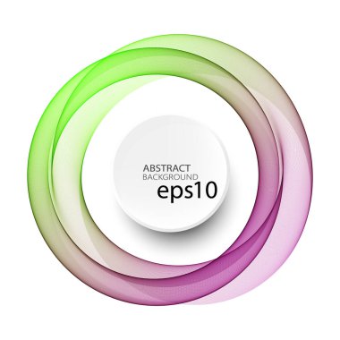 Çemberin dalgalı şekli. Doğrusal soyutlama. Beyaz arkaplanda renkli çizgiler.