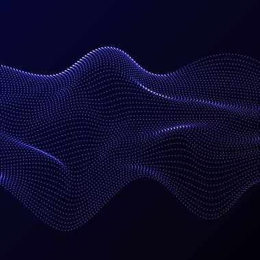 Soyut tasarım Bokeh noktaları dalgaları. Vektör arkaplanı. Mavi üzerine siyah.