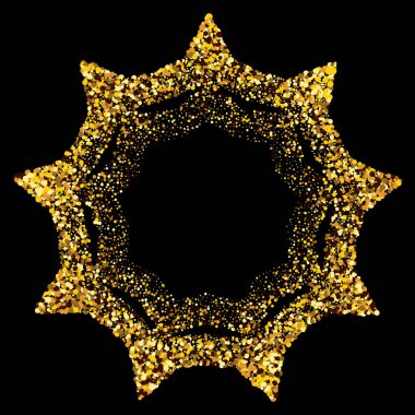 Altın konfetili vektör çemberi tasarım pankartı ve arkaplan