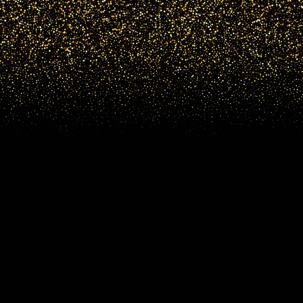 Efecto de fondo de partículas de brillo de oro vectorial sobre fondo negro. — Vector de stock