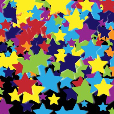 Siyah arkaplanda vektör renkli yıldız konfetisi