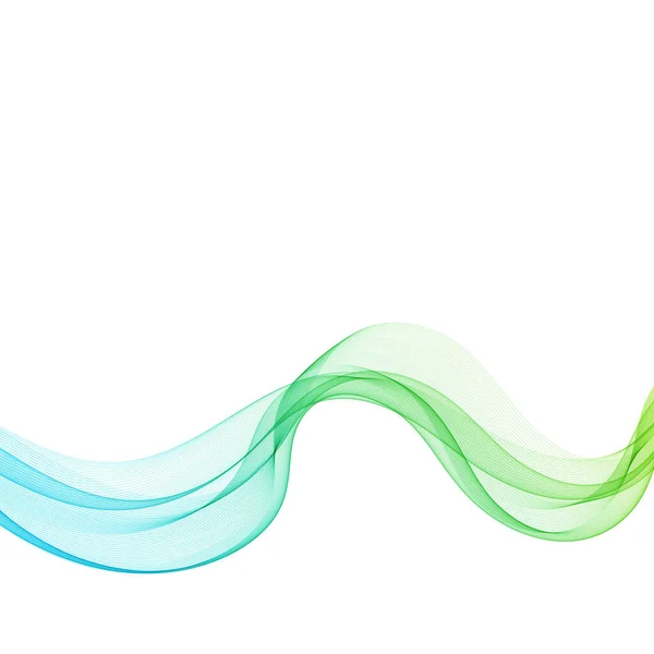 Elemento vectorial de onda con líneas horizontales abstractas verdes y azules para sitio web, banner y folleto — Vector de stock