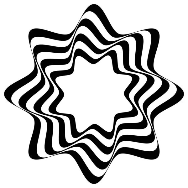 Arte óptica círculo onda design abstrato fundo preto e branco — Vetor de Stock
