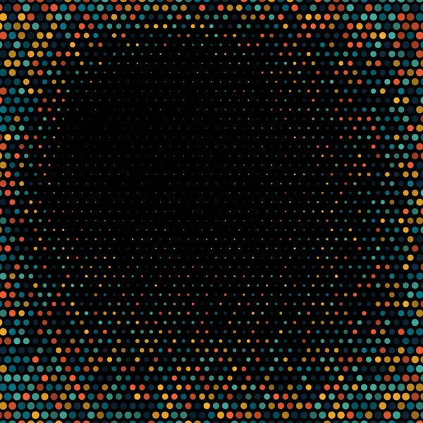 Abstrakt design Färg Halvton Dots Vector på svart bakgrund, ram — Stock vektor