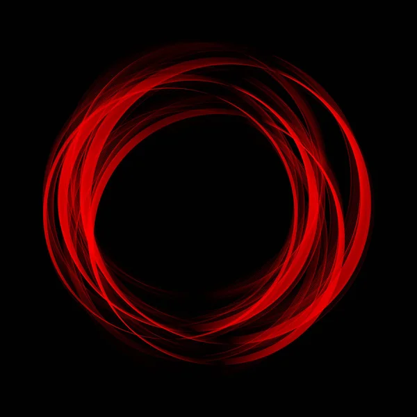 Circular red wave movement on black background, design element — Stock Vector