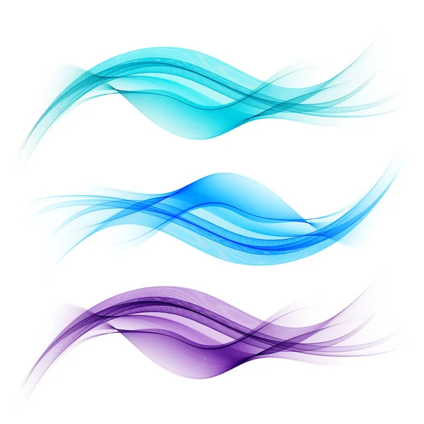 Set abstract color smoke wave. Transparent smooth Vector lines. — Stock Vector