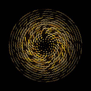 Altın parıltı, altın noktalar koyu arkaplanda yarım ton, yuvarlak çerçeve tasarım elementi