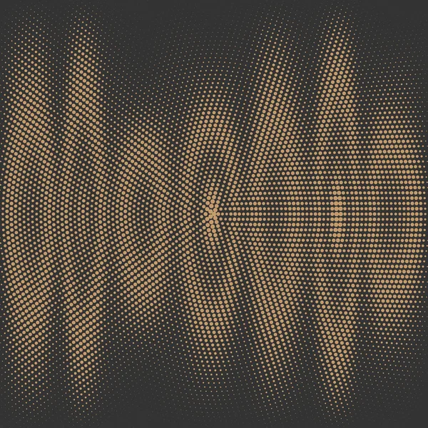 Abstrakt Halftone Guld prickar på svart bakgrund, vektor illustration — Stock vektor