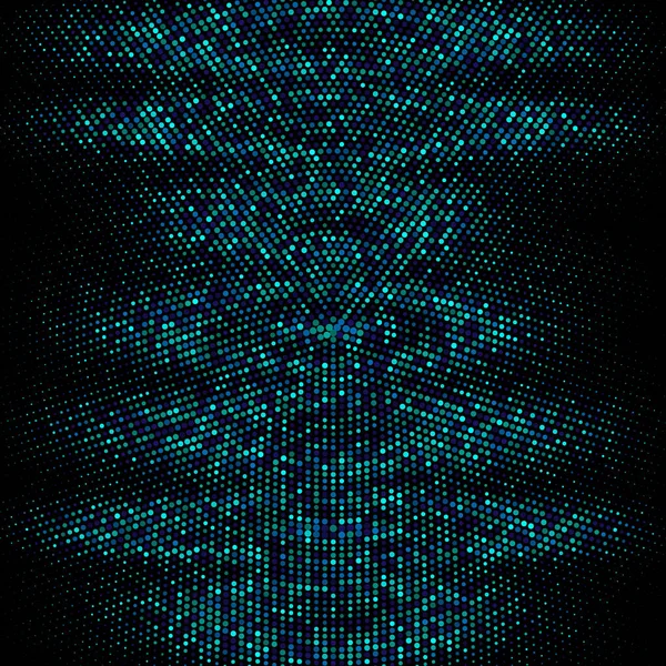 Αφηρημένη Halftone Μπλε κουκκίδες σε μαύρο φόντο, διανυσματική απεικόνιση — Διανυσματικό Αρχείο