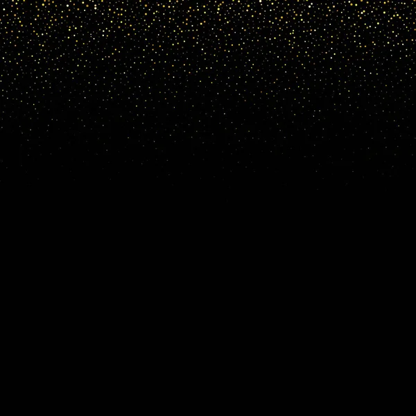 Texture or paillettes sur fond noir. Une explosion dorée de confettis. Texture abstraite granuleuse dorée sur fond noir. Élément de conception. — Image vectorielle