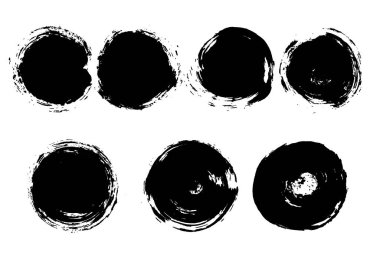 Grunge boya dairesi vektör elementi ayarlandı. Fırça lekesi dokusu
