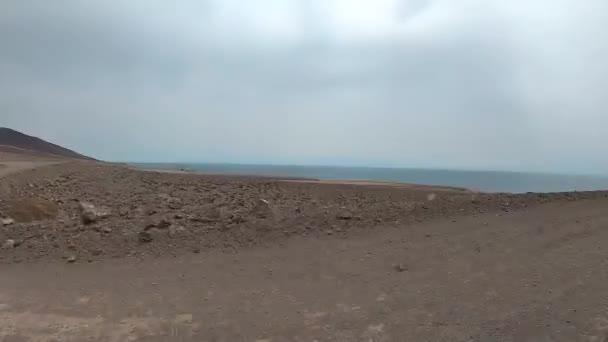 Zeitraffer Fahrt Auf Einer Bergstraße Meer Jandia Naturpark Auf Fuerteventura — Stockvideo