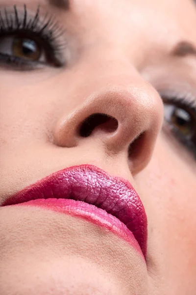 Pink lips, closeup — Stock Photo, Image