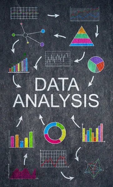 Conceito de análise de dados em um quadro negro — Fotografia de Stock