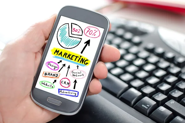 Concepto de marketing en un smartphone — Foto de Stock