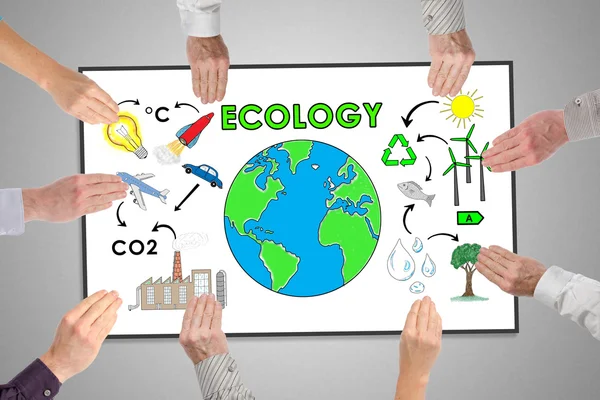 Conceito de ecologia em um quadro branco — Fotografia de Stock