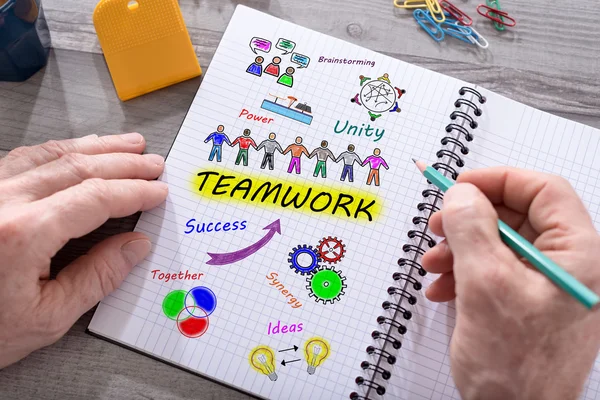 Teamwork concept on a notepad — Stock Photo, Image