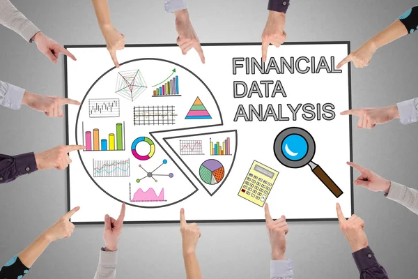 Concepto de análisis de datos financieros en una pizarra — Foto de Stock
