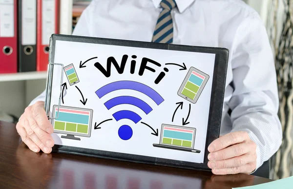 Wi-Fi έννοια σε ένα πρόχειρο — Φωτογραφία Αρχείου