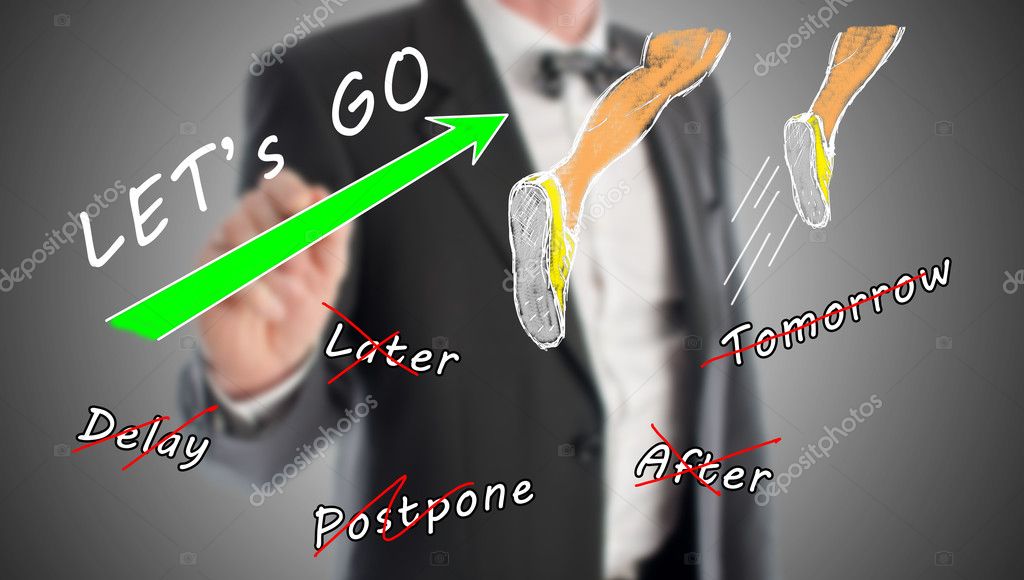 Action concept drawn by a businessman in background