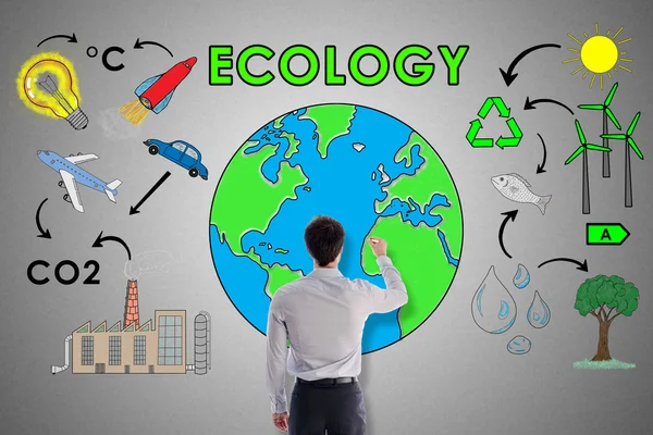 Ecology concept drawn by a businessman