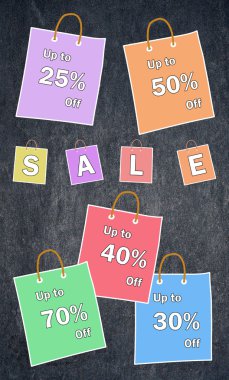 Bir kara tahta üzerinde satış konsepti