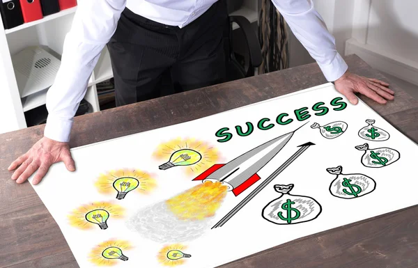 Üzleti siker fogalma egy íróasztal — Stock Fotó