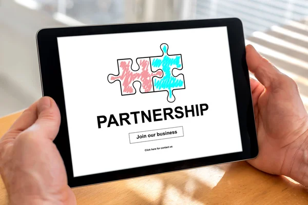 Partnership concept on a tablet — Stock Photo, Image