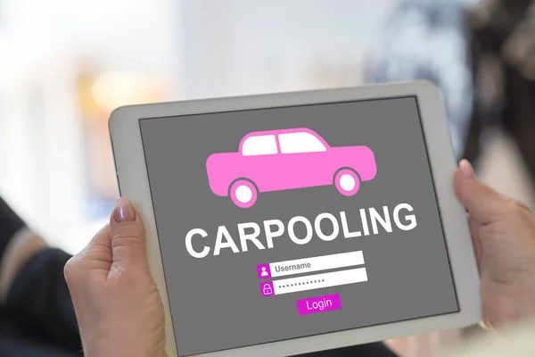 Schermo Del Tablet Che Mostra Concetto Carpooling — Foto Stock