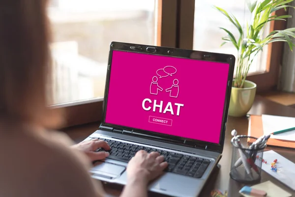 Laptop Screen Displaying Chat Concept — Stock Photo, Image