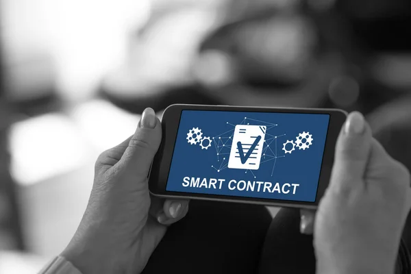 Smartphone screen displaying a smart contract concept