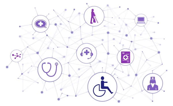 Concept of disability with connected icons