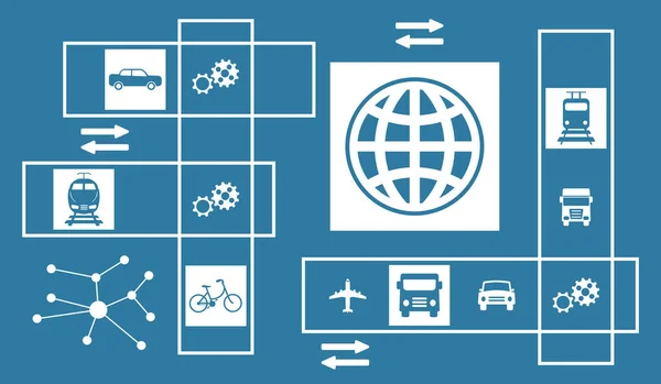 Konzept Des Globalen Transports Mit Vernetzten Symbolen — Stockfoto
