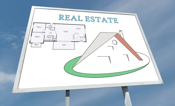 Real Estate Concept Drawn Billboard — Stock Photo, Image