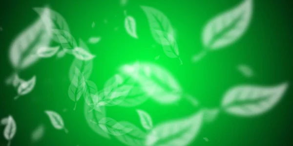 Літаючі Листя Над Кричущим Зеленим Тлом — стокове фото