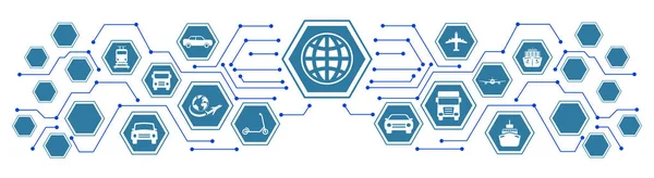 Konzept Des Globalen Transports Mit Vernetzten Symbolen — Stockfoto