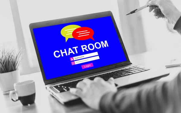 Laptop Screen Displaying Chat Room Concept — Stock Photo, Image