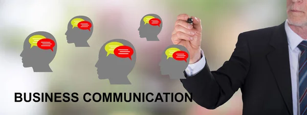 Empresario Dibujando Concepto Comunicación Empresarial — Foto de Stock
