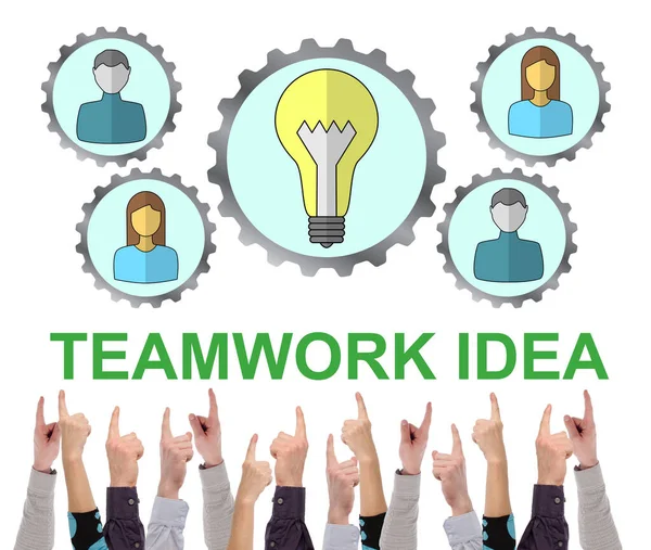 Teamwork Idea Concept White Background Pointed Several Fingers — Stock Photo, Image