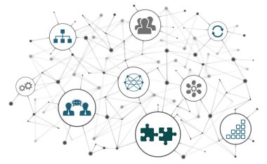 Bağlı simgelerle takım çalışması kavramı