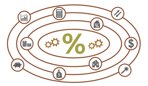 Conceito Taxas Juros Com Ícones Conectados — Fotografia de Stock