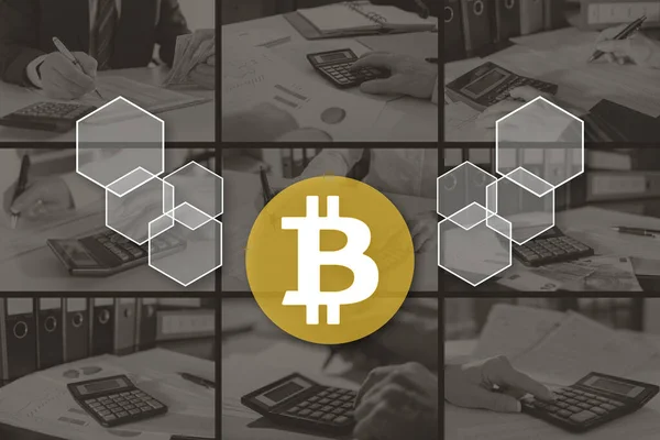 Bitcoin Konzept Durch Bilder Hintergrund Veranschaulicht — Stockfoto