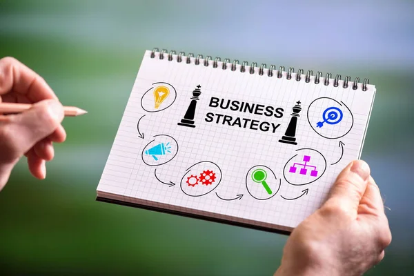 Handtekening Business Strategy Concept Een Notitieblok — Stockfoto