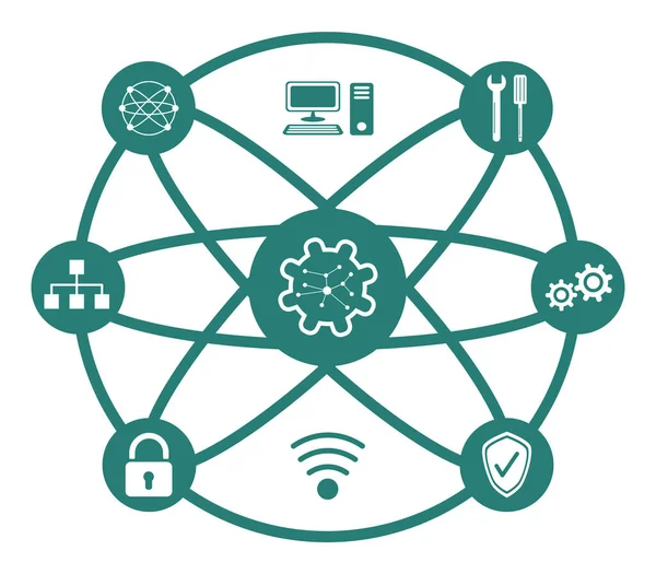 Koncepcja Zarządzania Siecią Połączonymi Ikonami — Zdjęcie stockowe