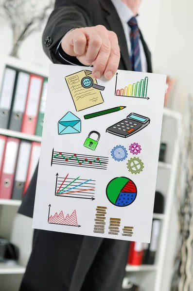 Paper Showing Business Analysis Concept Held Businessman — Stock Photo, Image