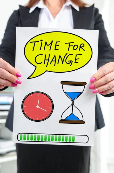Papel Con Tiempo Para Cambio Concepto Poder Una Mujer Negocios — Foto de Stock